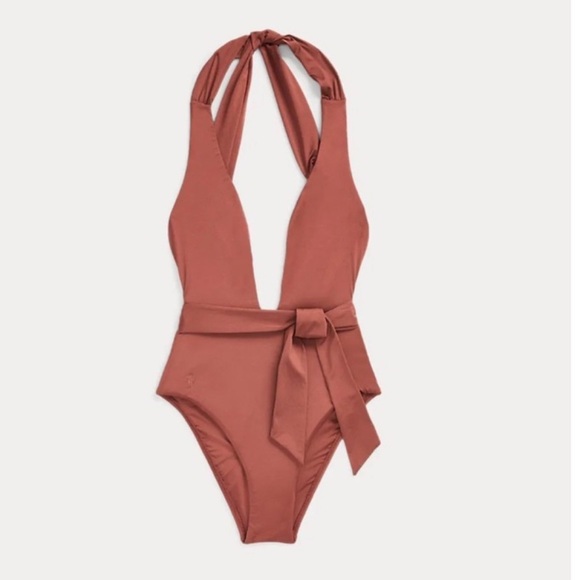 Polo Ralph Lauren Plunge Neck One Piece Swimsuit Size XS NEW - Picture 8 of 8